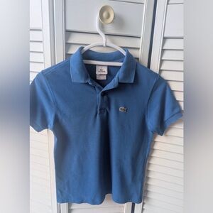 Lacoste Youth Kids Blue Polo Shirt Size 10 Cotton Shirt Sleeve Classic